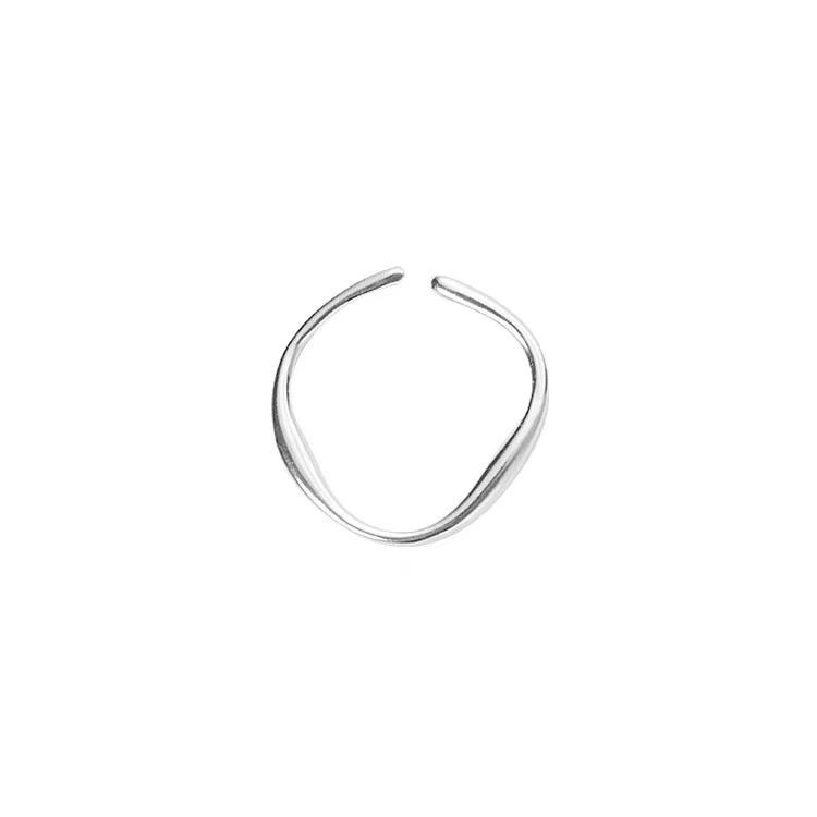 Shunyuan S925 Sterling Silver Möbius Women's Open Index Ring - Minimalist, Irregular Plain Band