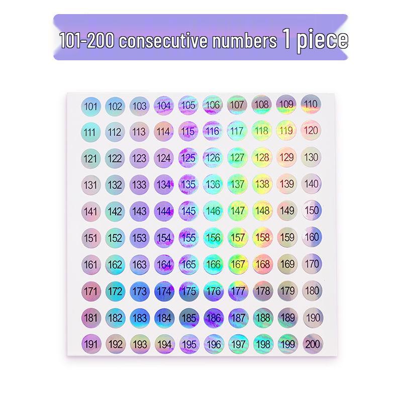 Waterproof Laser-Printed Round Nail Polish Stickers, Consecutive Numbers 1-500