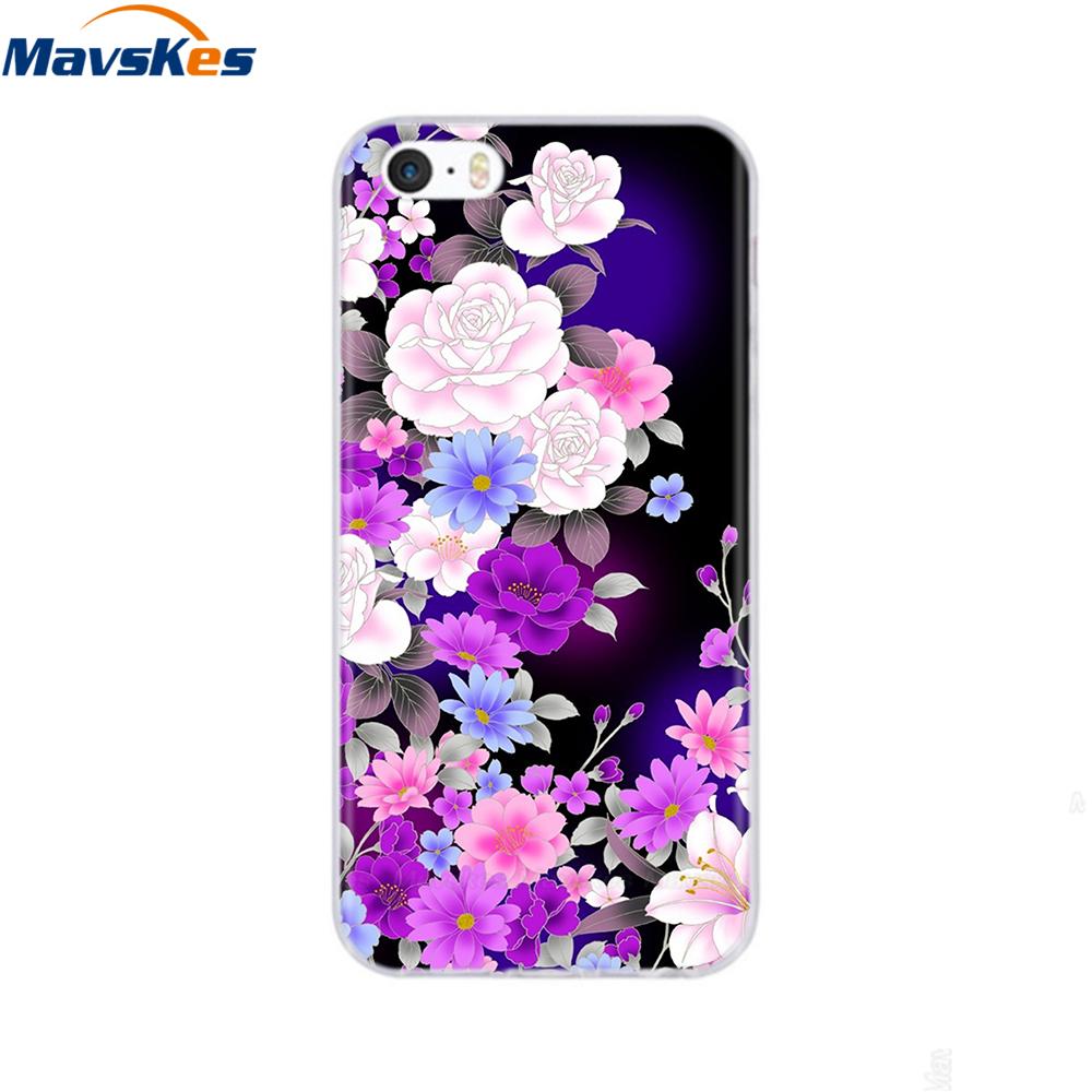 Мягкий чехол из ТПУ для iPhone 4 4s 5 5s SE 6 6s милый мультяшный кот цветок модный силиконовый чехол-бампер для телефона полная защита