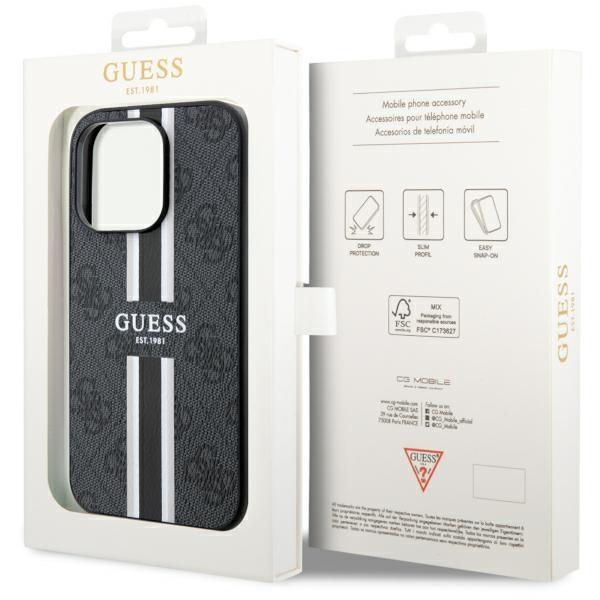 Etui do iPhone 14 Pro Max Guess 4G Printed Stripes MagSafe Czarny