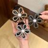 Zircon Flower Pearls Shark Clip Korean Style Shiny Hair Claw Rhinestone Shark Clip  Daily
