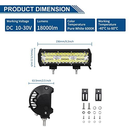 Willpower 9-дюймовый 180-ваттный светодиодный рабочий фонарь 12 В 24 В, светодиодный рабочий фонарь для широкого и узкого угла, светодиодный прожектор IP67, водонепроницаемый, 6000 К, белый, для вилочного погрузчика (2pcs)