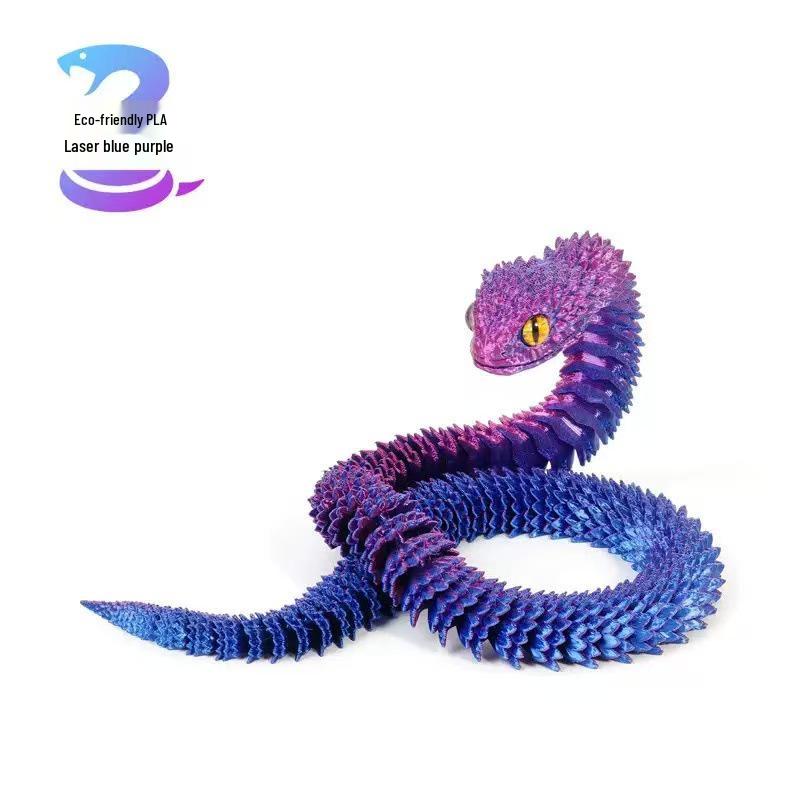 3D Printed Viper Egg Set: Articulated Small Snake Figurine Desktop Ornament Toy for Children