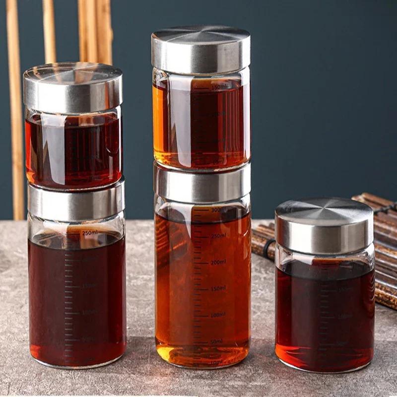 100-500 мл градуированная стеклянная бутылка из боросиликатного стекла, устойчивая к высоким температурам, герметичная бутылка для хранения, банки для специй