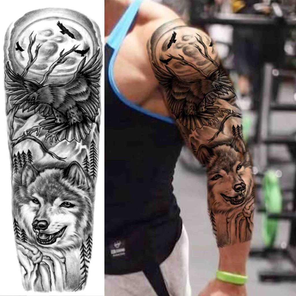 Реалистичные временные татуировки с изображением Бога Марса, рукава для мужчин и взрослых, поддельные татуировки с изображением орла, льва, воина, наклейка, моющаяся тату на всю руку, длинная