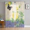 Antique Plant Flower Butterfly Chiffon Sheer Curtains For Living Room Bedroom Decoration Window Tulle Curtains Drapes