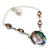 Abalone Shell Morganite Gemstone 925 Silver Plated Jewelry Necklace 18"
