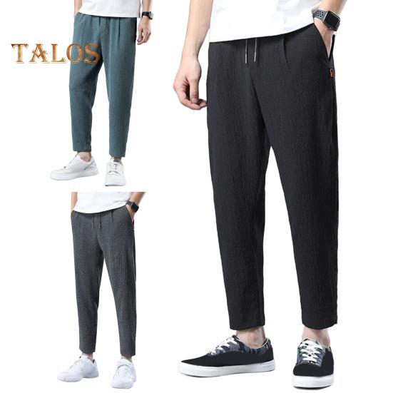 Мужские брюки Ninth с эластичной талией на шнурке, прямые, свободные, однотонные, с карманами, повседневные, повседневные, спортивные брюки больших размеров, длинные спортивные штаны