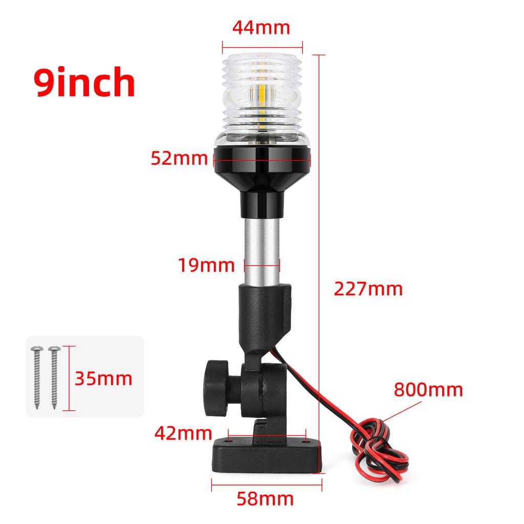 12-дюймовый светодиодный навигационный фонарь для лодки 12 ~ 24 В, водонепроницаемый, складной, парусный, сигнальный фонарь, морская яхта, предупреждающий, якорный столб, боковые огни