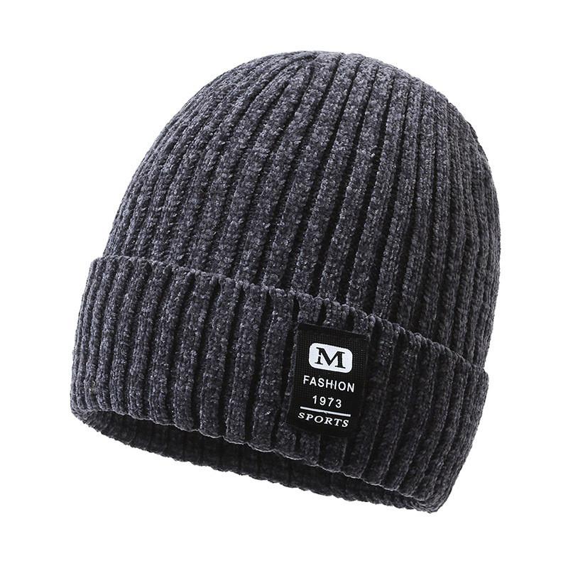 Letter M Printing Knitted Winter Beanie Hat Lightweight Warm Cap Fashion Gift