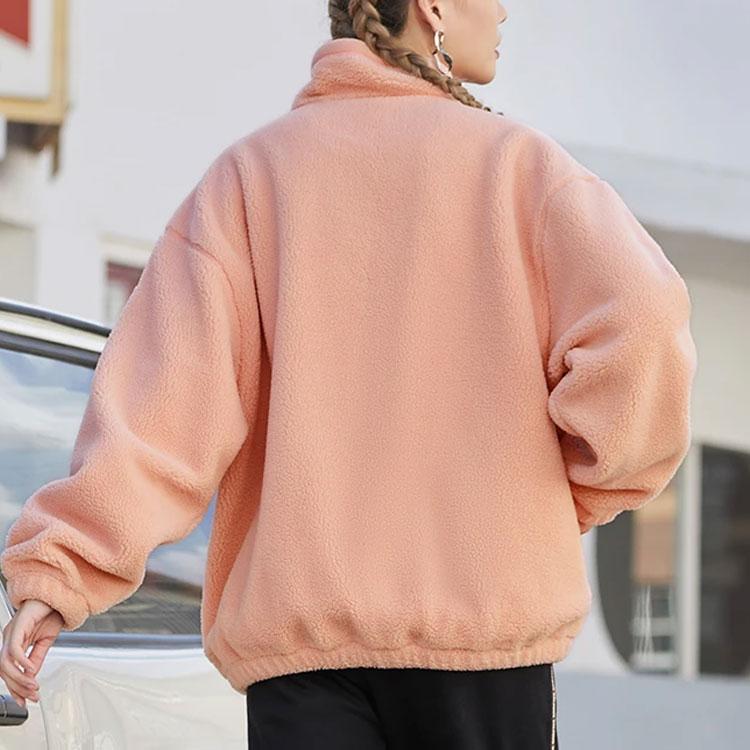 Li-Ning Badfive Sports Basketball Series Warm Sherpa Fleece Loose Knit Jacket With Fleece Collar Unisex Outerwear Misty-Rose AFDR729-2