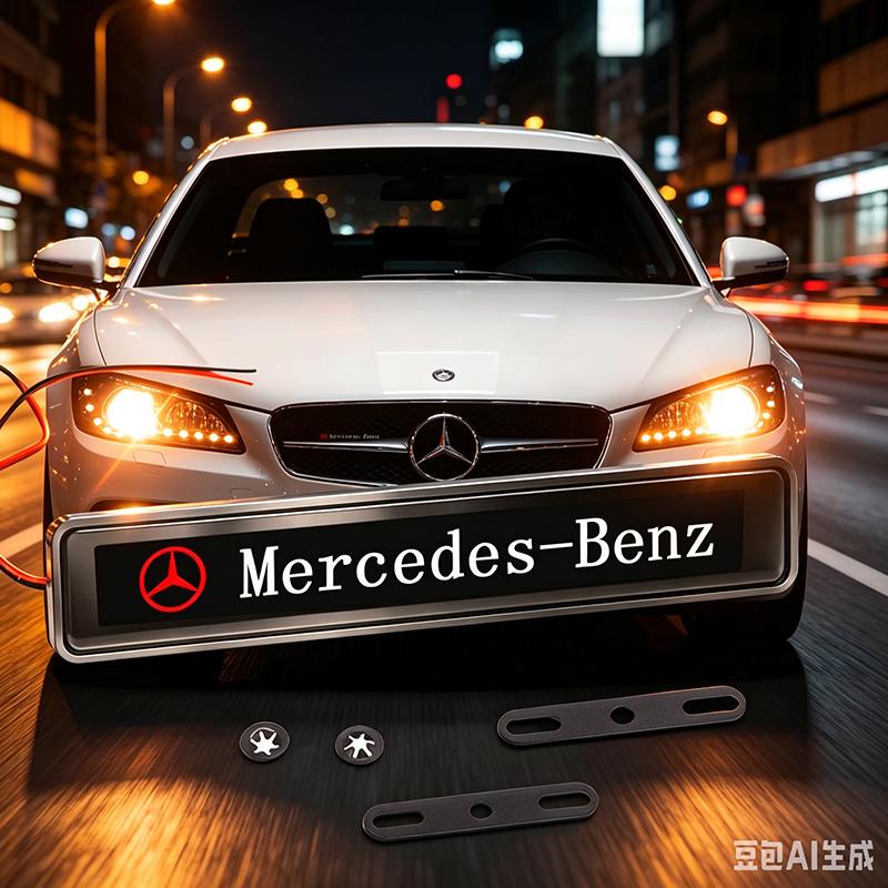 CQS1 1Pcs Car Front Grille Sticker Badge Head Grill Emblem LED Light Stickers For Mercedes Benz GLA CLA GLK GLE CLS ML GL A B C E