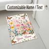 Butterflies Flowers Garden Theme Soft Crystal Velvet Rug Custom Name & Text Print Non Slip Floor Rug for Bedroom Living Room