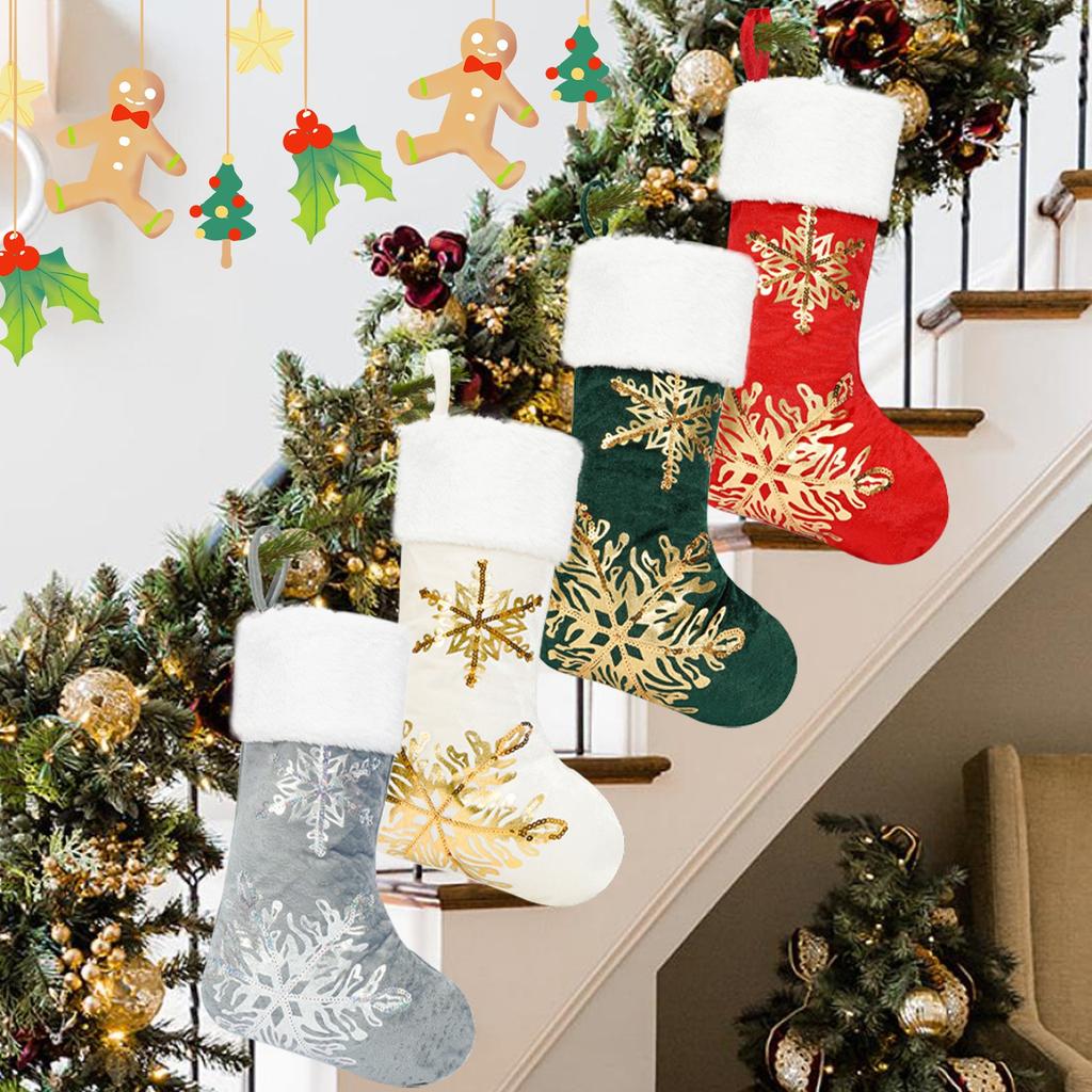 Christmas Decorations Christmas Stockings Gold Stamped Embroidery Candy Stockings 18 Inches