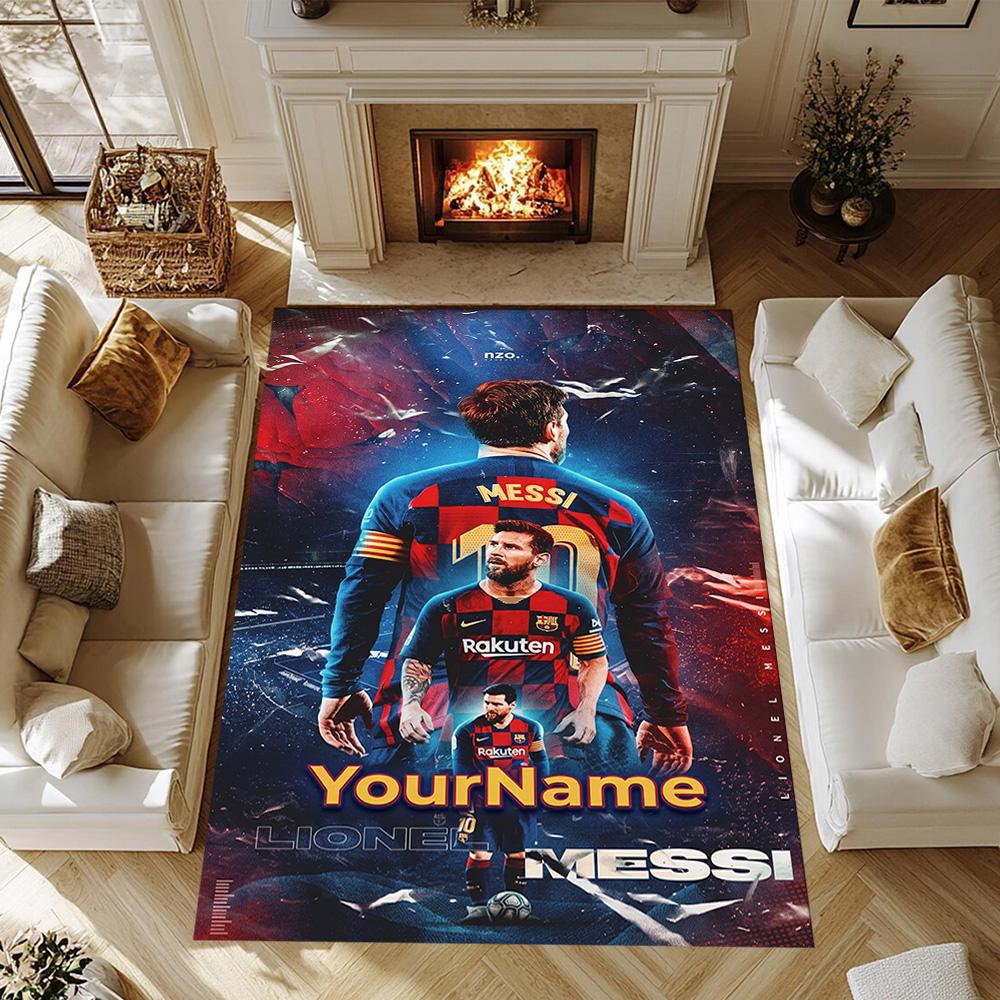 Messi 400 Customize Your Name Area Rug Perfect for Study room Kitchen Entryway Playrooms Antislip Carpet Decorate Offices