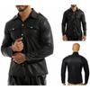 Men Faux Leather Shirts PU Leather Long Sleeve Shirts Men Sexy Fitness Tops Gay Latex Shirts Mens Stage Tops Sexy Party Clubwear