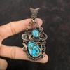 Copper Blue Turquoise Pendant Copper Wire Wrapped Gemstone Pendant Copper Jewelry Designer Pendant Handmade Jewelry Unique Pendant For Gift