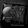 4pcs-Men's Quartz Watch Set, Round Dial, Includes Cross Pendant Necklace, Bracelet & Ring, Perfect Gift (no Box)