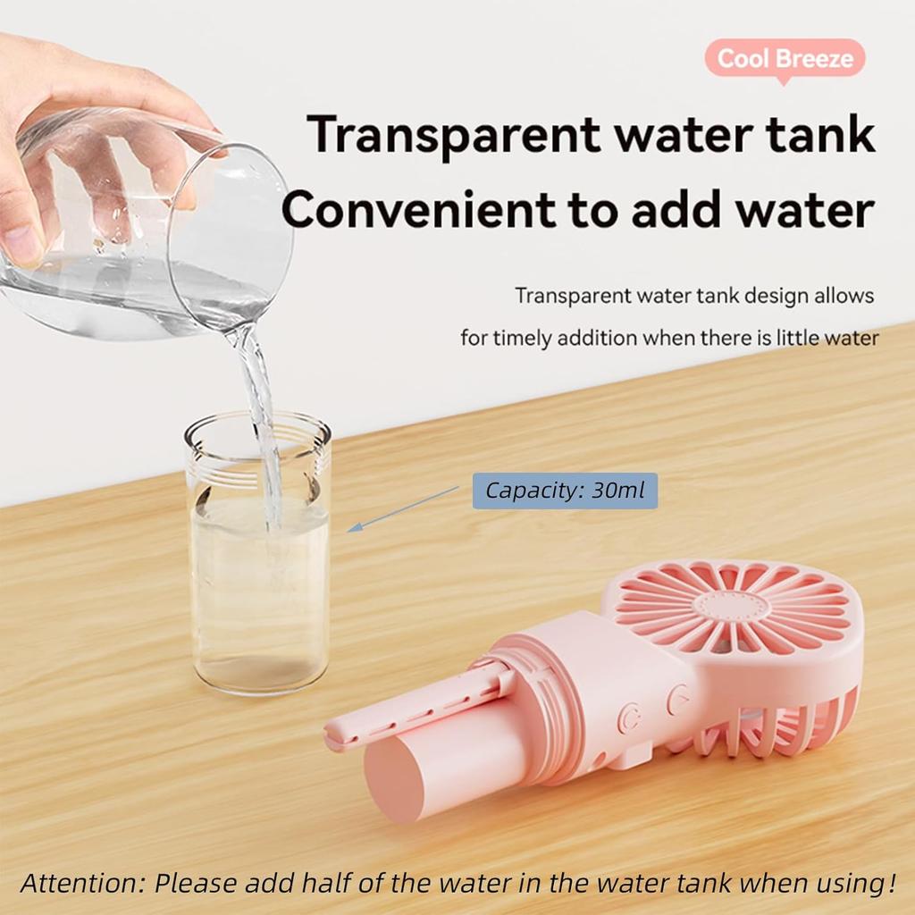 Pocket Humidifier Fan Handheld USB Rechargeable Portable Cooler Mini Mist Sprayer Silent Operation Baby Room Travel Gear