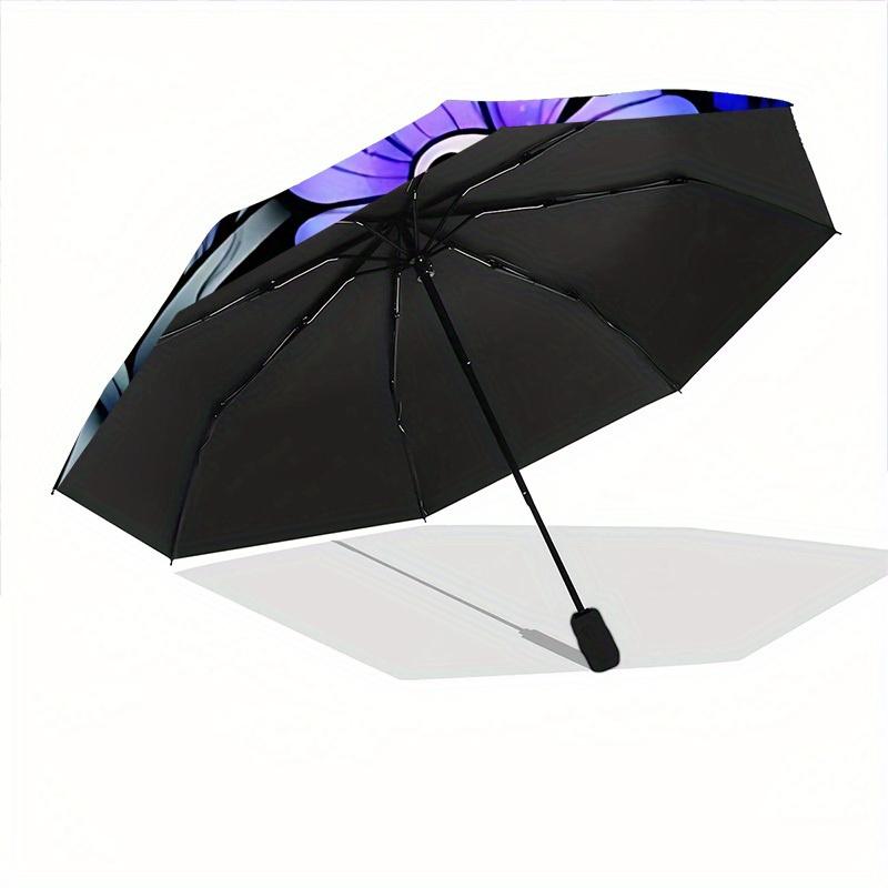 1pc Floral Skulls Automatic Open 8-Rib Windproof Umbrella, Travel & Commuting, Suitable for All Seasons, Lightweight Portable,022