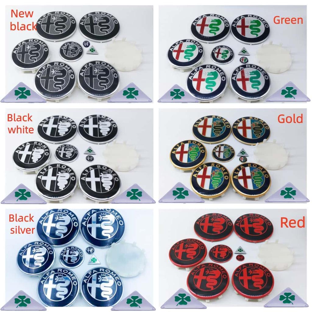 11pcs 60mm 10pin 90mm for Alfa Romeo Car Hood Trunk Steering Wheel Badge Compatible with Brera New Spider Giulietta Mito Giulia