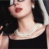 JMXD Модное ожерелье из искусственного жемчуга для женщин, многослойный чокер, ретро-цепочка на ключицу, элегантные многослойные Y2K украшения в подарок