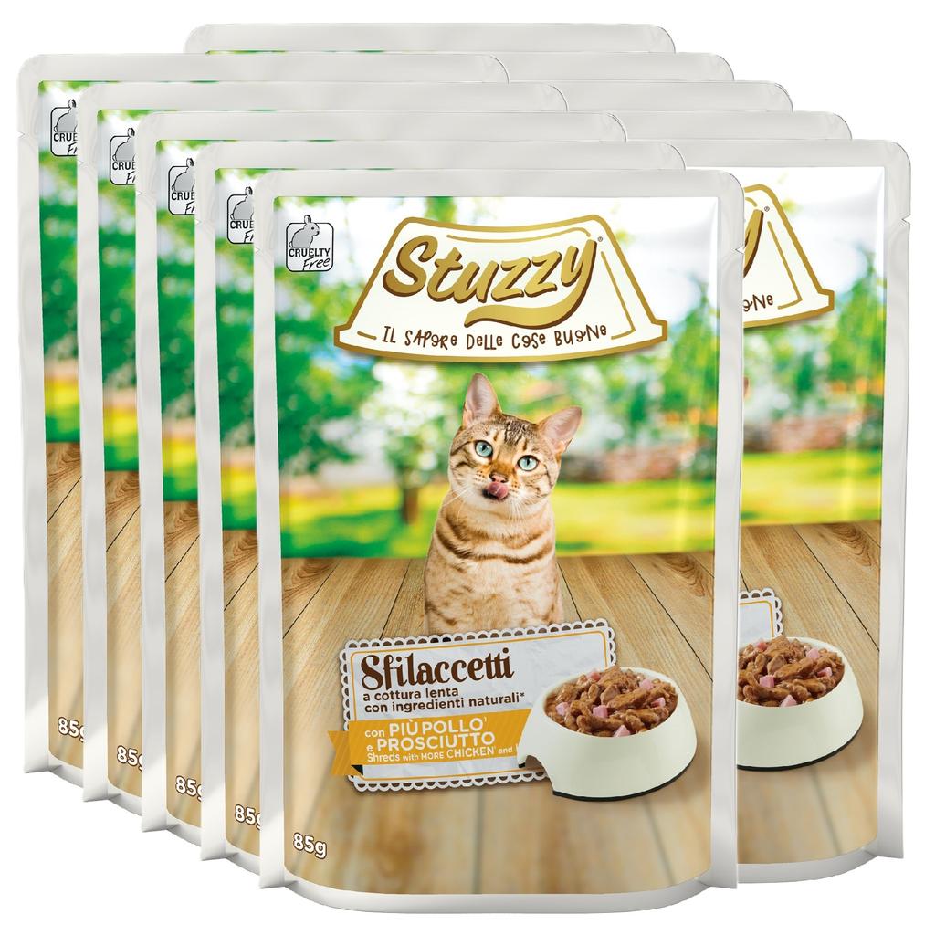 Stuzzy Sfilaccetti Cat Shreds Wet Cat Food Chicken And Ham 85G Pouch