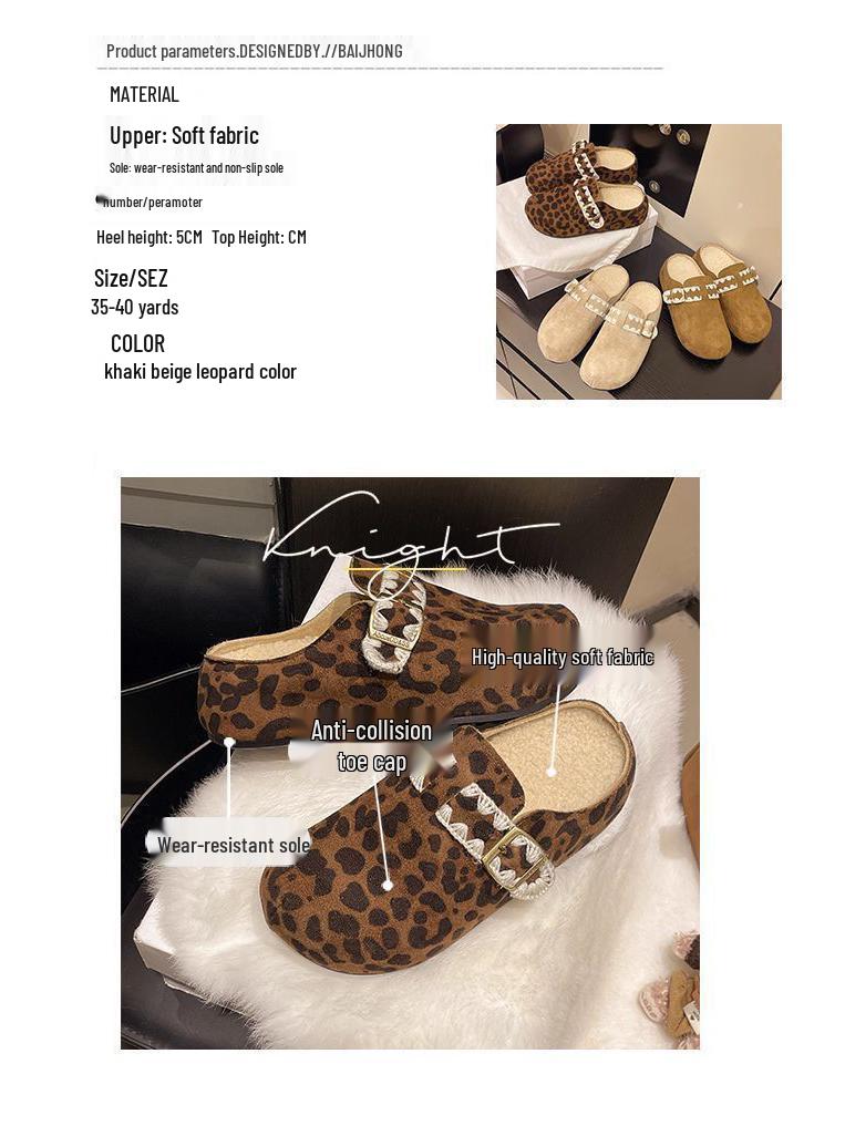 Женские ретро-тапочки Birkenstock с толстой подошвой, флисовой подкладкой и меховым круглым носком для осени/зимы.
