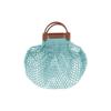 LONGCHAMP Le Pliage Filet Cotton With Cow Leather Shoulder Bag, Crossbody Bag, Handbag Womens Lagoon Blue