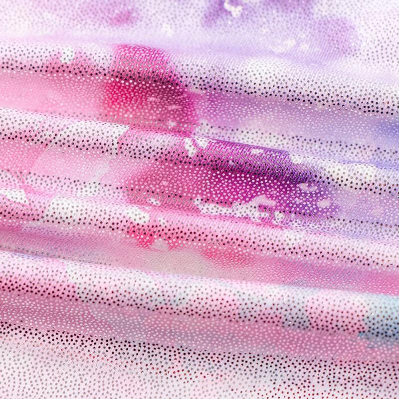 Детская танцевальная одежда, балетный костюм с принтом рыбьей чешуи, цельный купальник с длинными рукавами