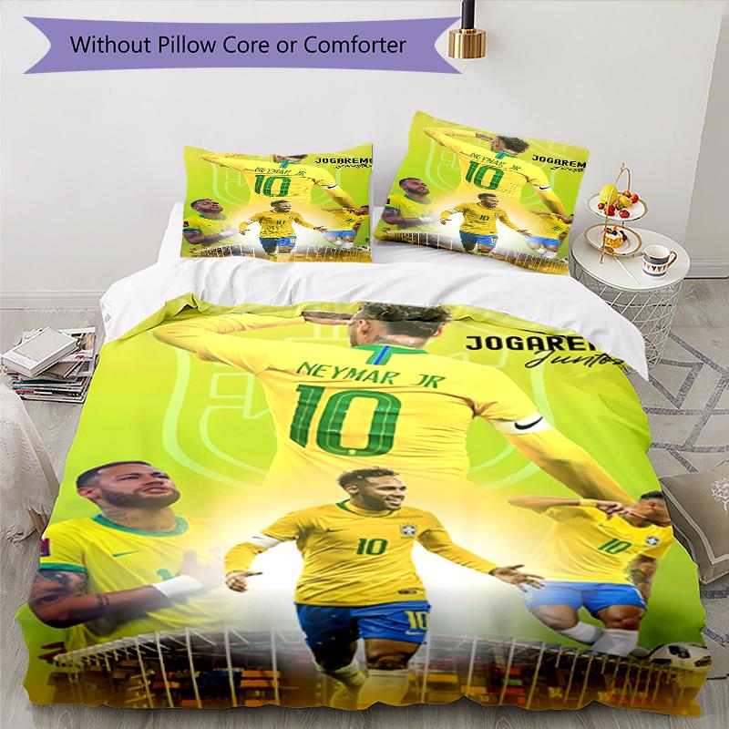 3pcs Neymar16 Design Cover Set - HD Printed Bedding with 1 Cover and 2 Pillowcases - Perfect for Home and Dorm Decor