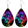 Clouds Fog Pattern PU Leather Earrings For Women Creative Fashion Water Drop Shape Dangle Earrings Double-sided Pattern Design Earring