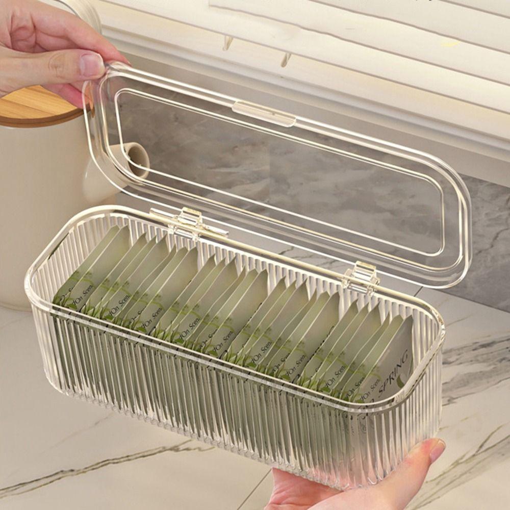 Acrylic Coffee Capsule Storage Box Flip Top Cosmetic Brush Organizer Tea Bag Storage Box for Home