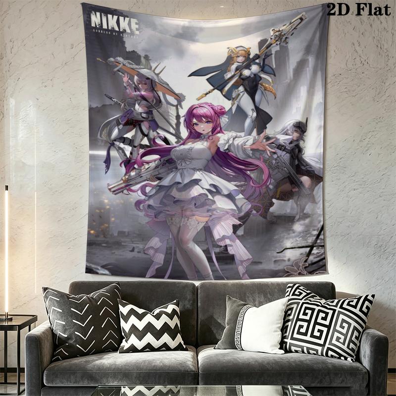 Goddess of Victory Nikke Wall Tapestry Aesthetic Wall Hanging Printed Fabric Blanket Decorative Tapestries for Bedroom Living Room Home Decor
