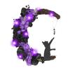 2025 Halloween Moon Cat Wreath Rose Black Door Wall Hanging Decoration Wreath Festival Party Decoration Household Items