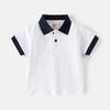 Children's Summer Boys Short Shirt, Children's Short-sleeved T-shirt, Baby Contrasting Lapel Top