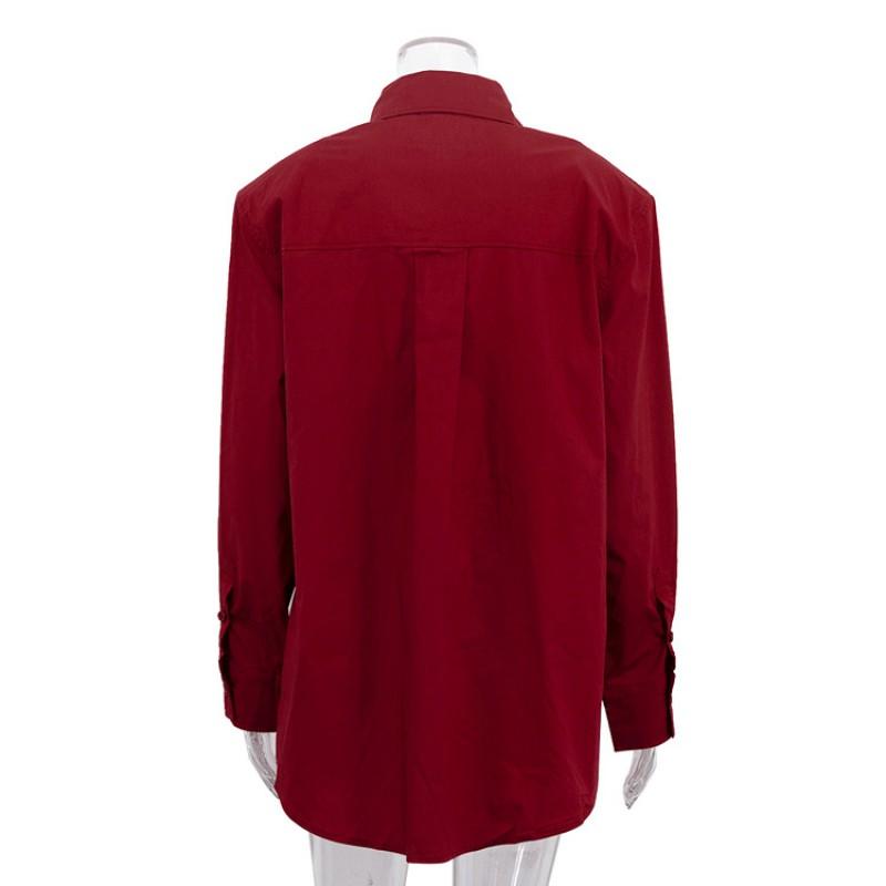 Minimalist Fashion Cotton Blouse Collared Long Sleeve Cardigan Casual Top