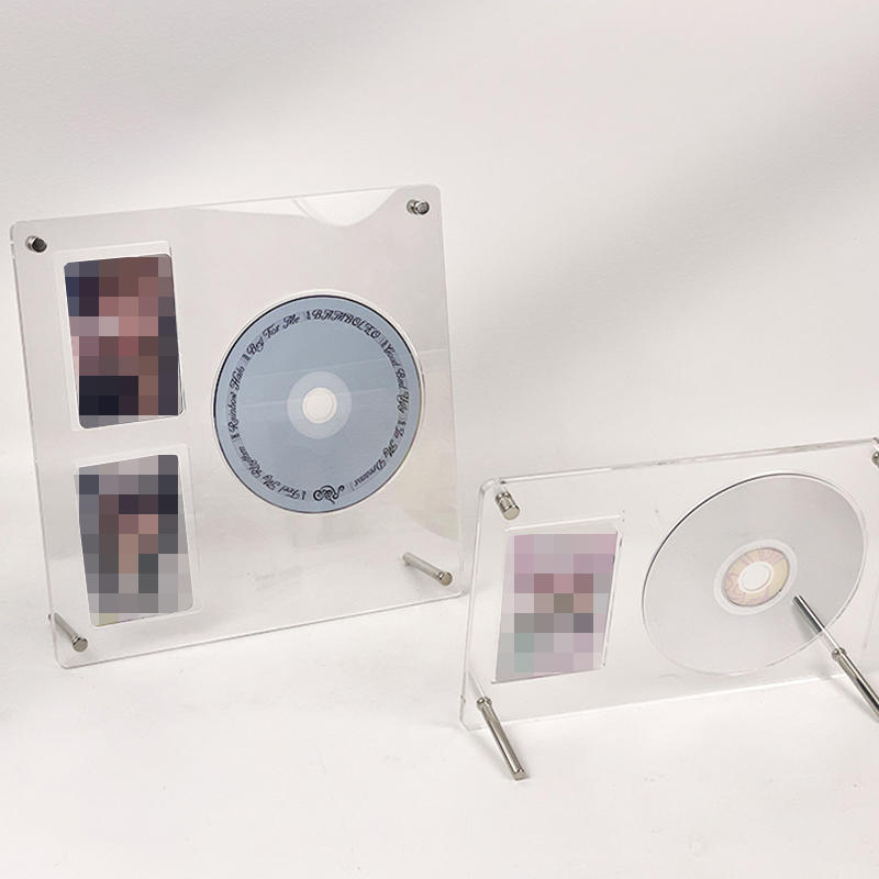 Маленькая стойка для визиток Акриловая фоторамка для CD, пластинок и трехдюймовых фото Настольное украшение Альбом Прозрачный контейнер для хранения Коллекционных предметов Фотографий