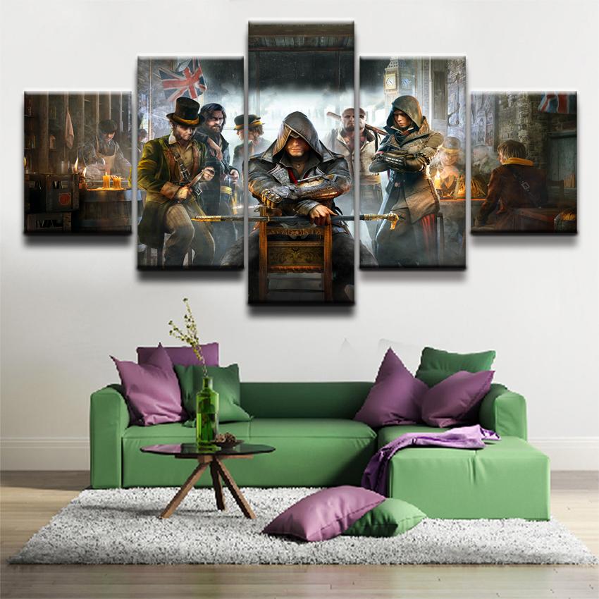 Living Room Frames Printed Home Decor Pictures 5 Pieces Game Assassin's Characters Modular Video Poster Wall Art Canvas Painting No Frame