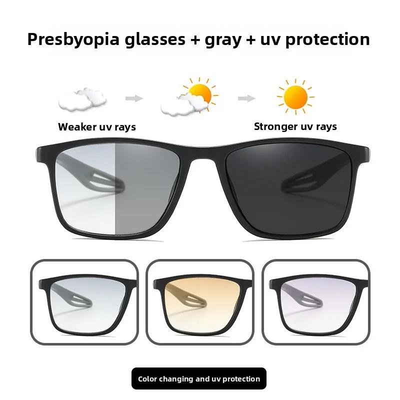 Unisex HD Sports Photochromic Reading Glasses Fashion Non-slip Anti Blue Light Eyeglasses UV Protection Diopter +1.0 TO +4.0