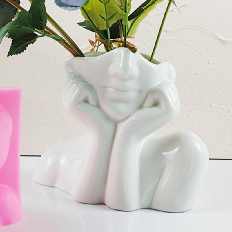 Силиконовая форма для цветочного горшка, бетонная цементная форма для горшка для растений, форма для цветочного горшка, форма для эпоксидной смолы, держатель для кистей для макияжа, форма-органайзер