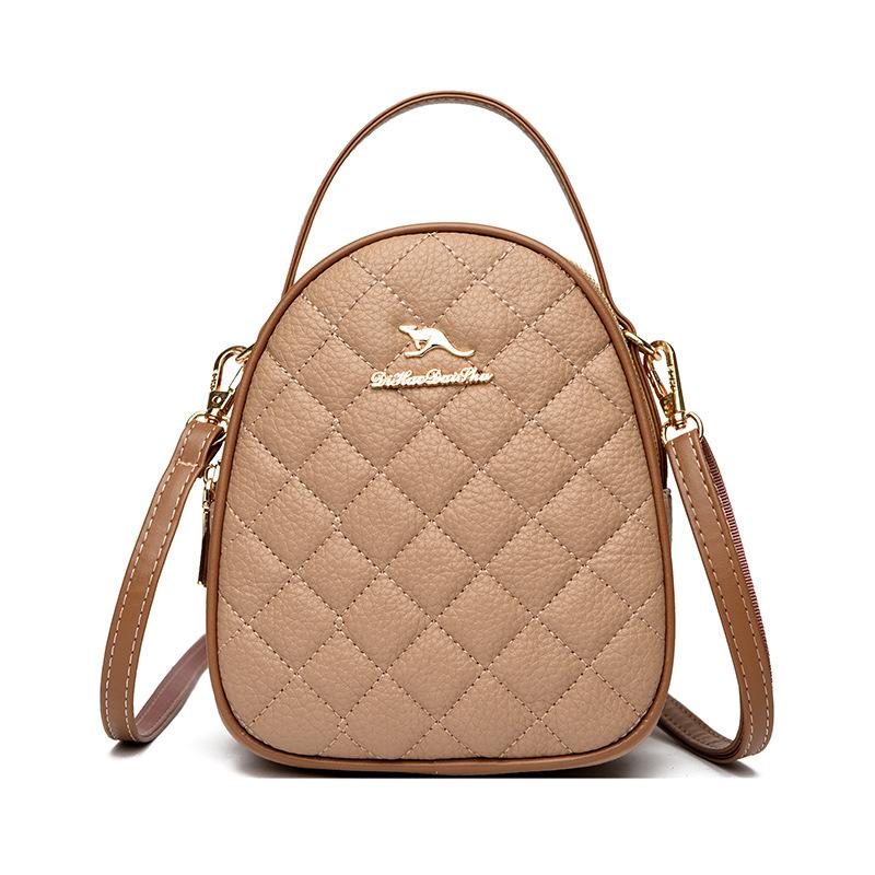 Emgrand Kangaroo Soft Leather Embroidery Thread Small Bag Three-layer Women's Bag 2025 New Versatile Mobile Phone Bag Mini Messenger Bag