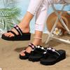Fashion Fashion Shiny Sequins Clip Toe Slippers Women Summer Beach Flower Decor Wedge Slides Woman New Slip On Platform Sandals Mujer