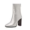 Polyurethane Autumn Winter Shoes 47 Size 48 Size 49 Size 50 Sexy Boots Square Toe Zipper Keep Warm Ankle Boots