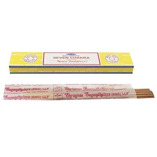 Satya Ароматические палочки Nag Champa Seven Chakra Agarbatti, коробка 180 грамм | 12 упаковок по 15 грамм в коробке | Экспортное качество
