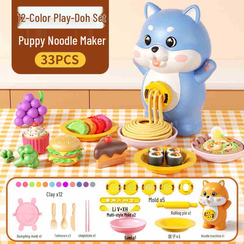 Children's DIY Plasticine Noodle Maker Set - Clay Tableware & Molds Toy for Playhouse Fun