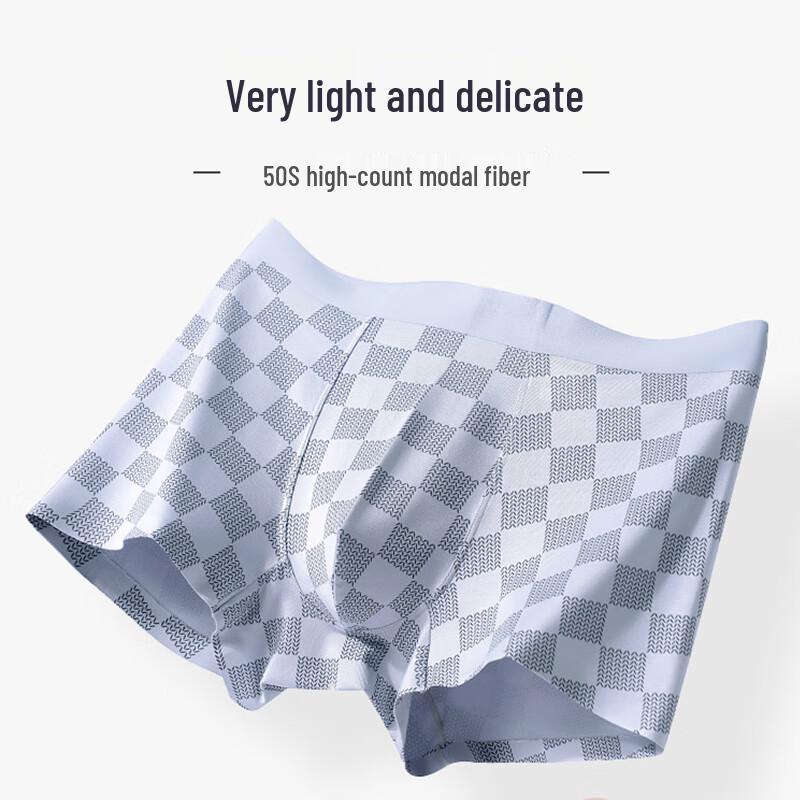 Мужские модальные антибактериальные бесшовные боксеры-брифы в клетку