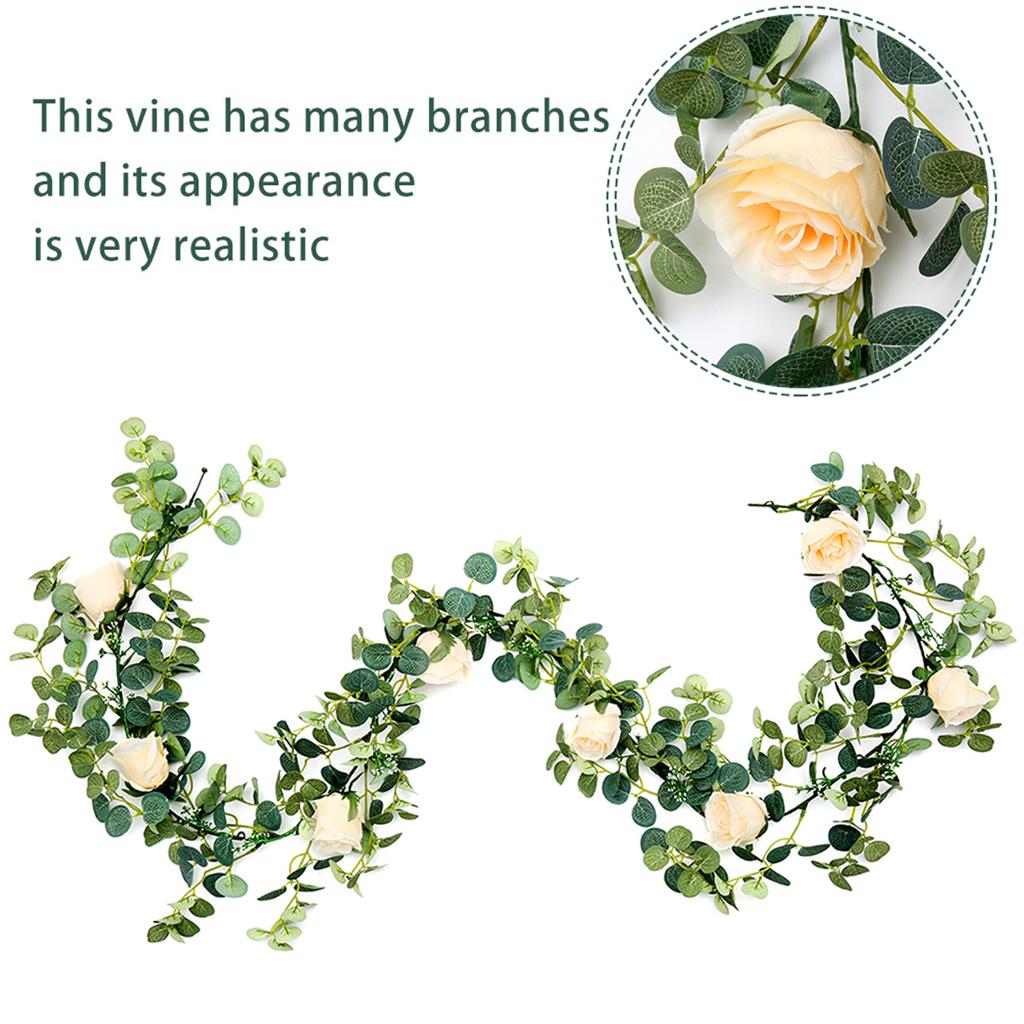 180 Cm Artificial Eucalyptus Vine Fake Rose Flowers Gypsophila Garland For Wedding Party Table Runner Decor Christma Wreath Arch