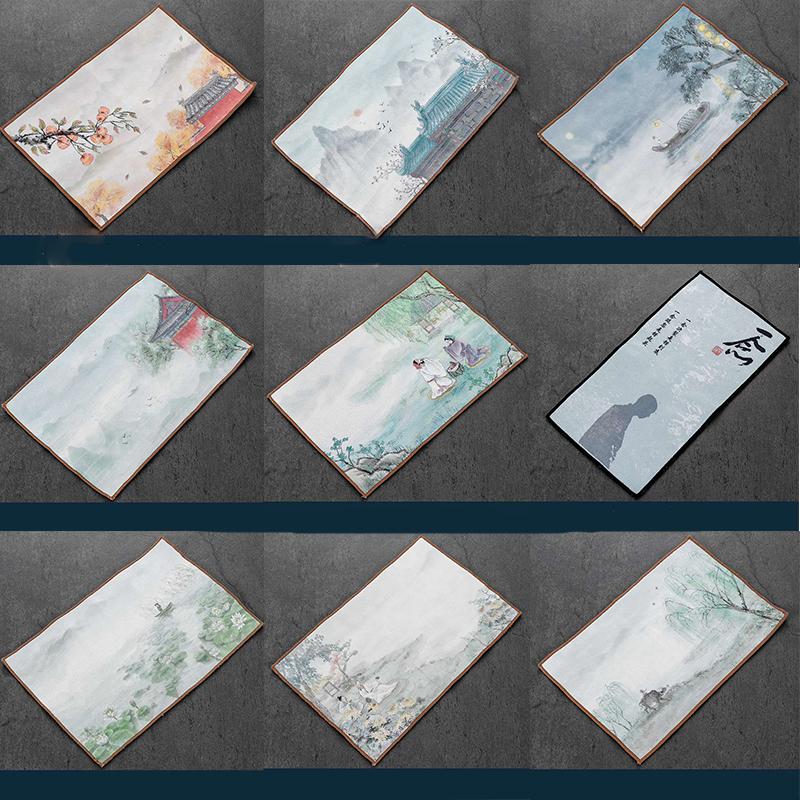 Тряпка для посуды, простое ветровое кухонное полотенце, впитывающая пеньку, серая скатерть, чайная подушечка, аксессуары для чайной церемонии