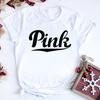 Women PINK Graphic Tee Pink Letter T-Shirts Ladies Short Sleeve Summer Casual Tees